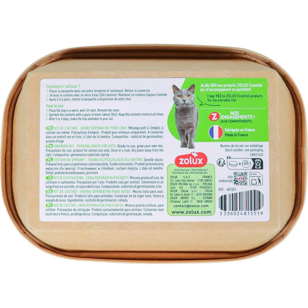 Zolux - Herbe à chat Zolux - kit de culture dépurative prêt à l'emploi 190 g - Réf. 481551 - Image 3