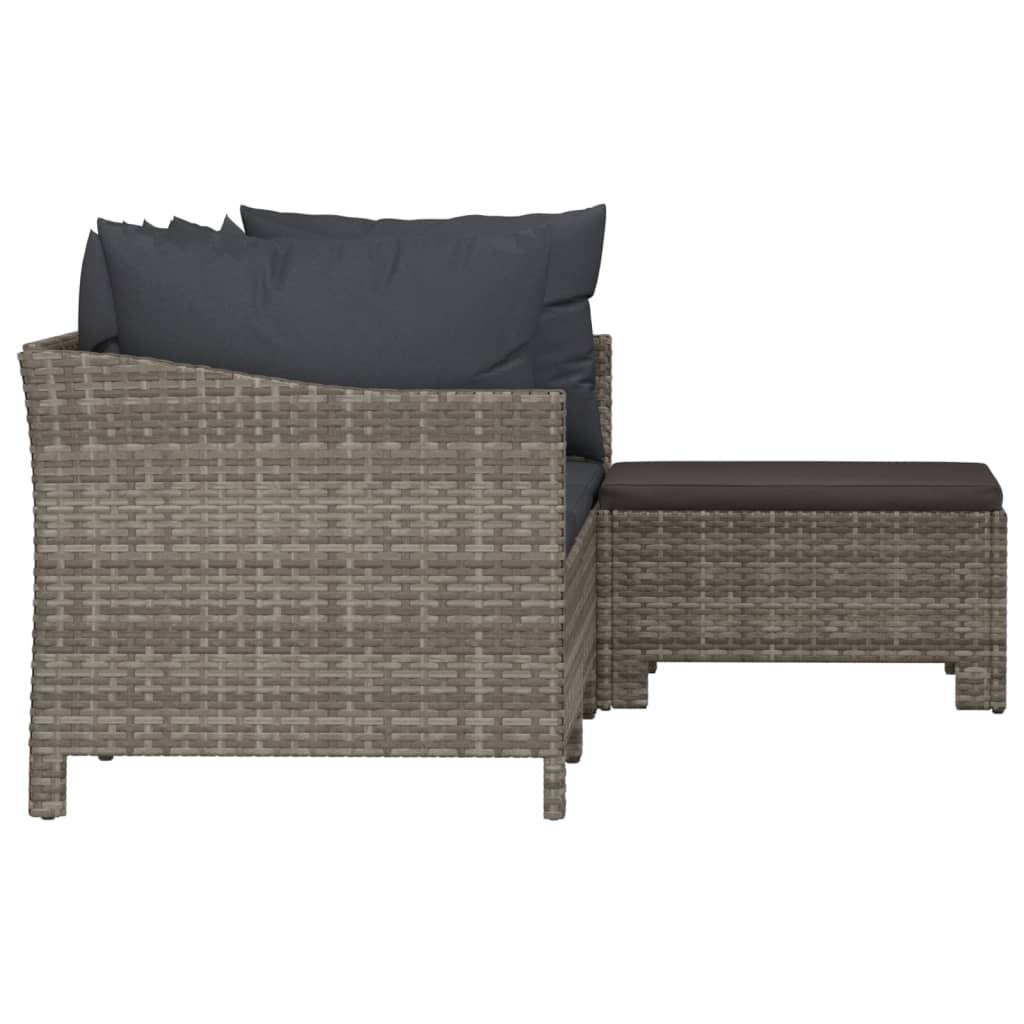 Helloshop26 - Salon de jardin meuble d'extérieur ensemble de mobilier 4 pièces avec coussins gris résine tressée - Imagen 3