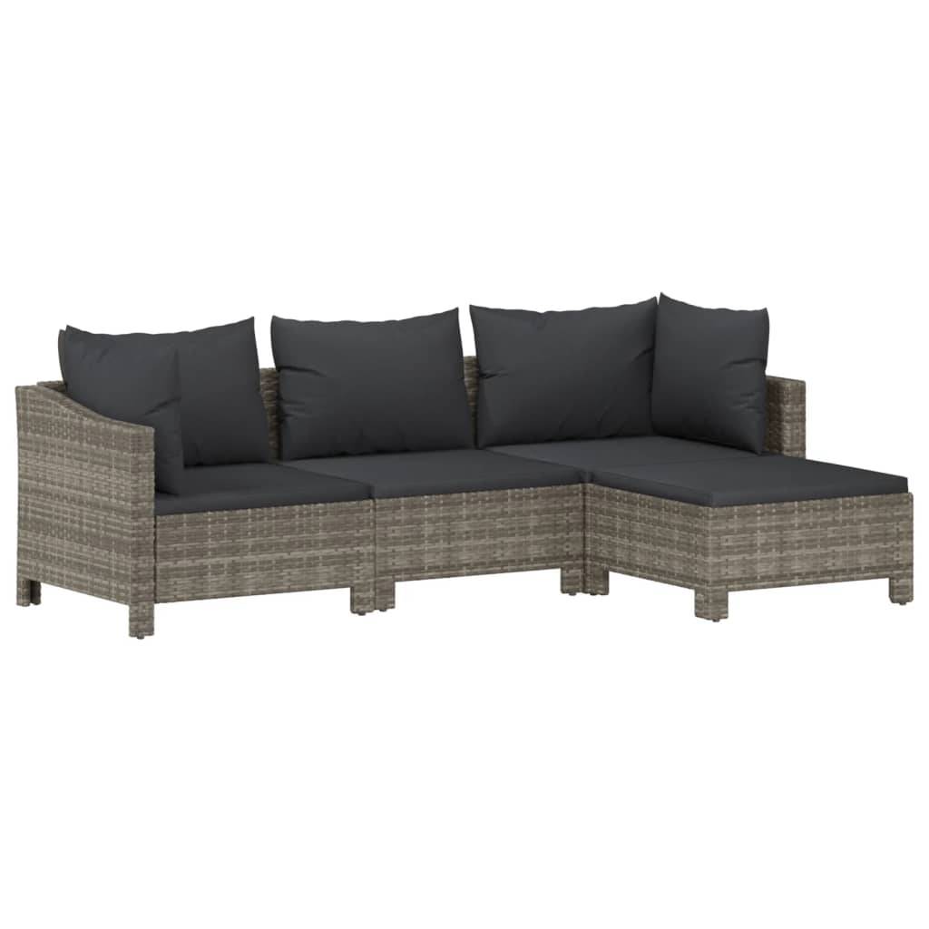 Helloshop26 - Salon de jardin meuble d'extérieur ensemble de mobilier 4 pièces avec coussins gris résine tressée - Imagen 1