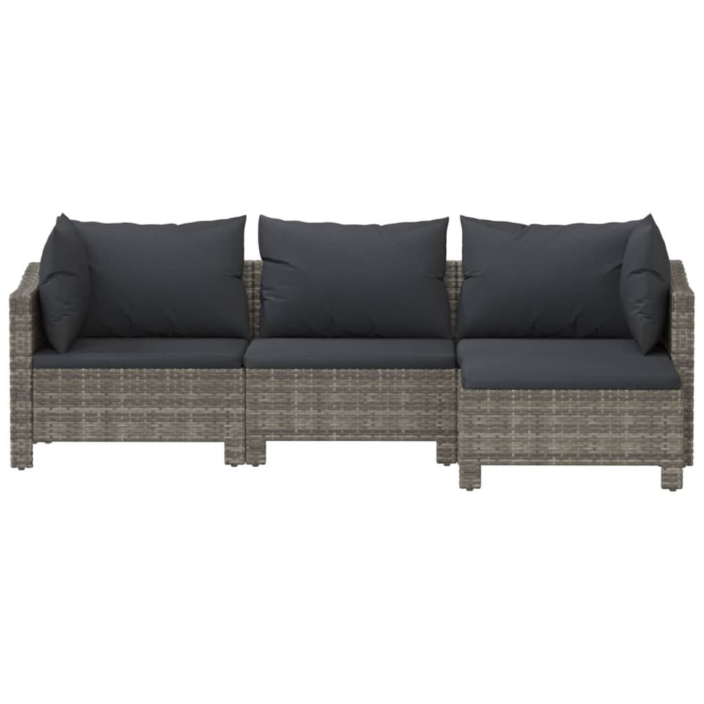 Helloshop26 - Salon de jardin meuble d'extérieur ensemble de mobilier 4 pièces avec coussins gris résine tressée - Imagen 2