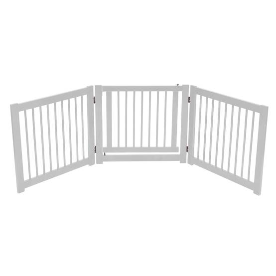 Barrière de Porte pour Chien Pliable Barrière de Sécurité pour Animaux en Bois de Pin 206 x 61cm - Image 1