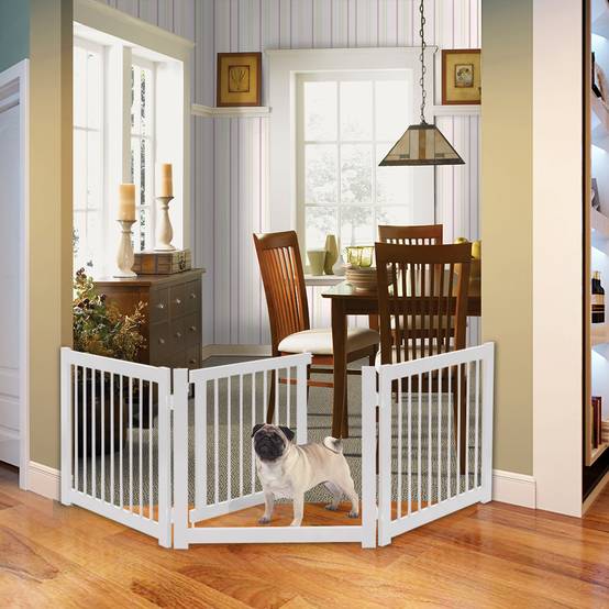 Barrière de Porte pour Chien Pliable Barrière de Sécurité pour Animaux en Bois de Pin 206 x 61cm - Image 2