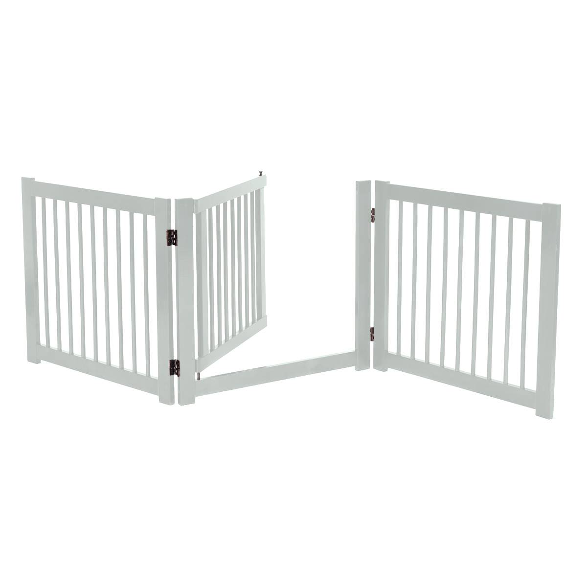 Barrière de Porte pour Chien Pliable Barrière de Sécurité pour Animaux en Bois de Pin  206 x 61cm - Image 5