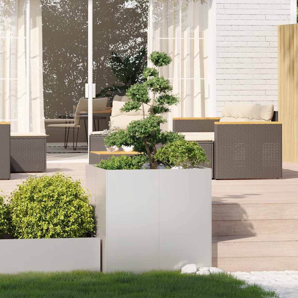Jardinière acier inoxydable gris 80 x 80 x 80 cm - PANGIVO - Image 3