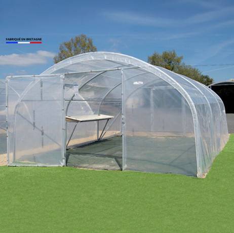 Serre tunnel PRO-400 larg 4 m , Long 10 m, Façade 1 porte simple et 1 façade pleine - Image 3