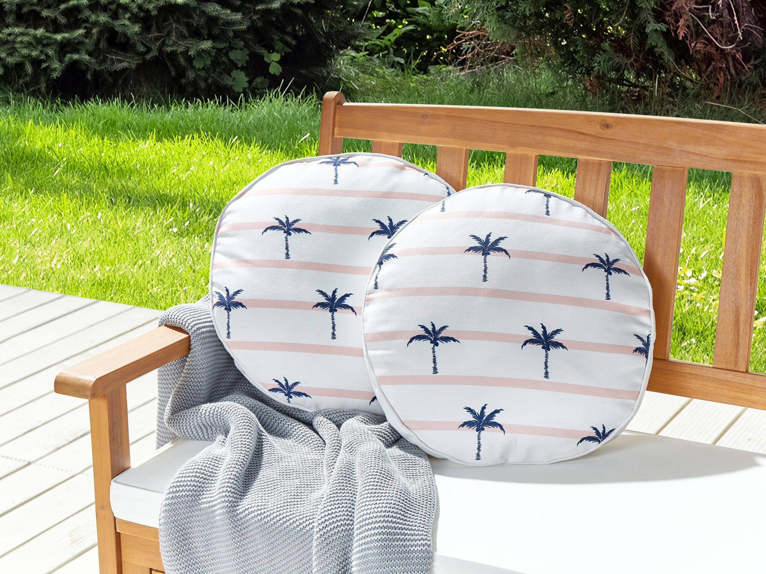 Beliani - 2 Coussins Décoratifs de Jardin Tissu Blanc à Motif de Palmiers 40 x 40 cm Très Confortable pour l'Extérieur ou Intérieur Housses Amovibles - Imagen 2