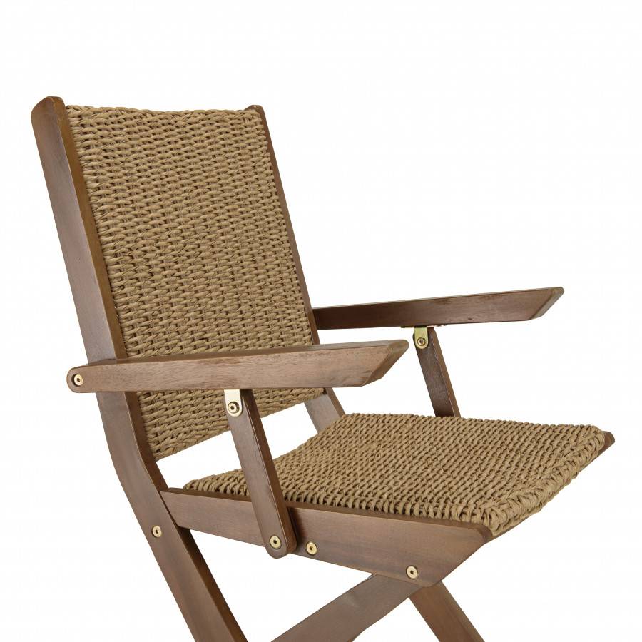 VICTOIRE - Lot de 2 fauteuils pliants acacia huilé et rotin synthétique - Image 8