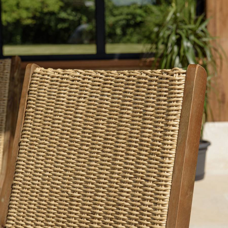 VICTOIRE - Lot de 2 fauteuils pliants acacia huilé et rotin synthétique - Image 3