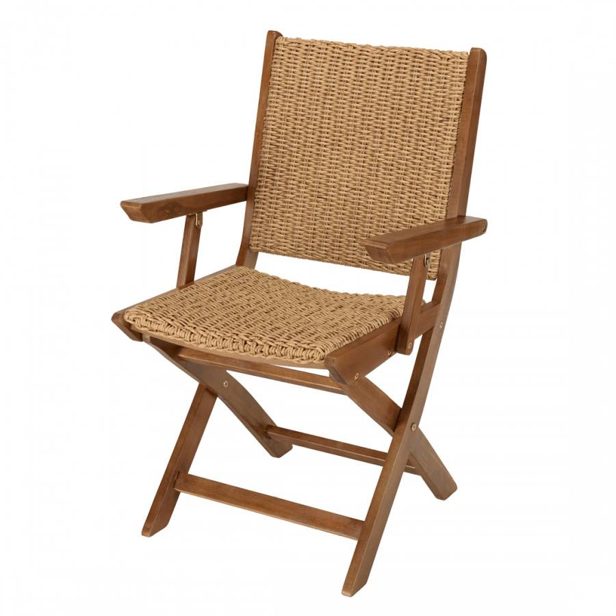 VICTOIRE - Lot de 2 fauteuils pliants acacia huilé et rotin synthétique - Image 6