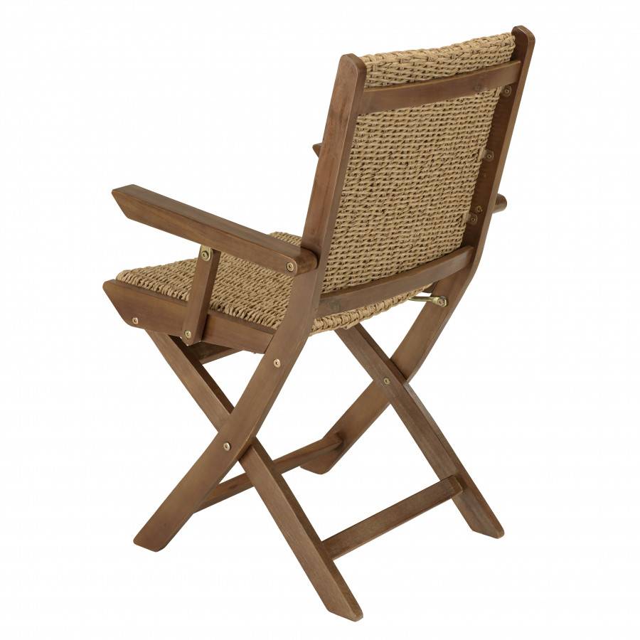 VICTOIRE - Lot de 2 fauteuils pliants acacia huilé et rotin synthétique - Image 7