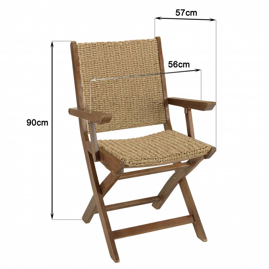 VICTOIRE - Lot de 2 fauteuils pliants acacia huilé et rotin synthétique - Image 10