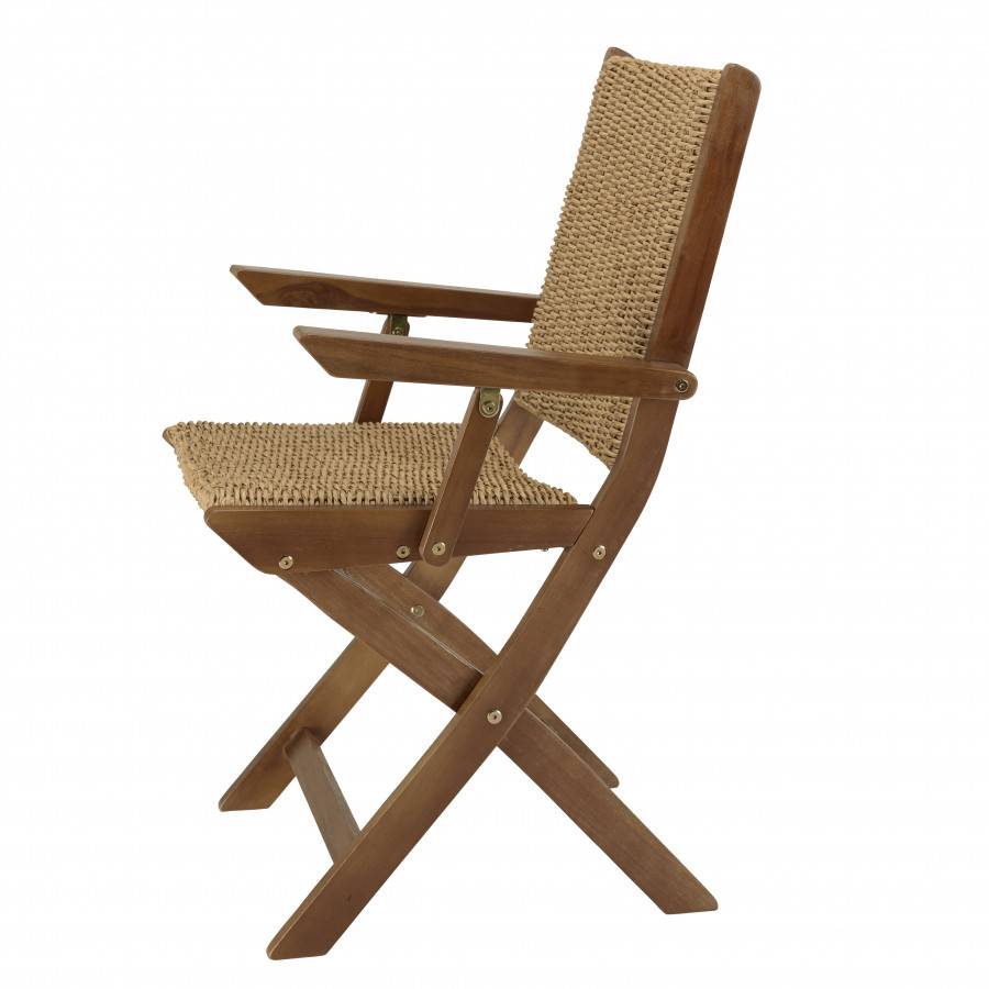 VICTOIRE - Lot de 2 fauteuils pliants acacia huilé et rotin synthétique - Image 9