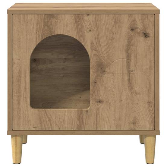 Maison pour chat bois d'ingénierie chêne artisan 51 x 30 x 52 cm, Poids:9.37kg - PANGIVO - Image 5