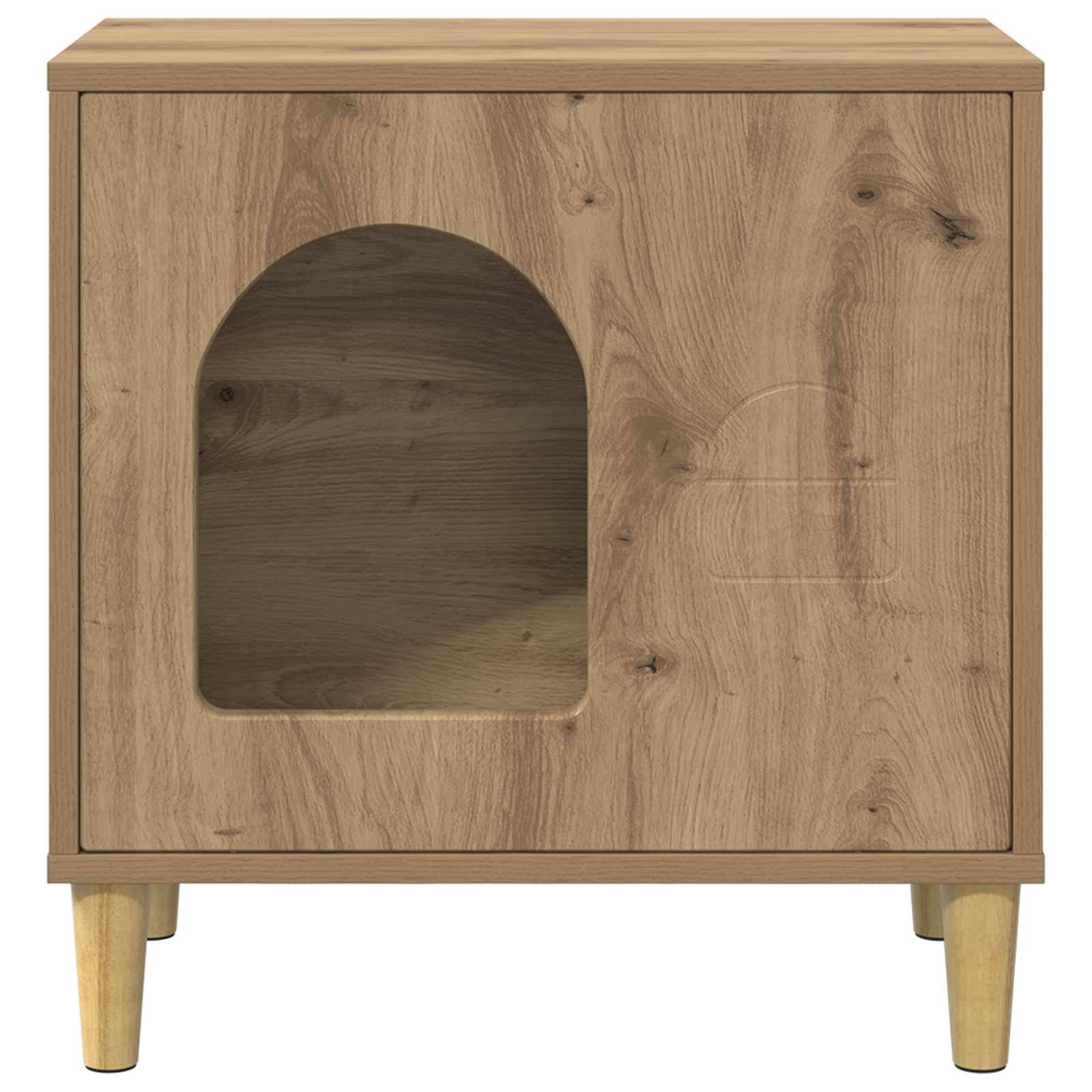 Maison pour chat bois d'ingénierie chêne artisan 51 x 30 x 52 cm, Poids:9.37kg - PANGIVO - Image 5