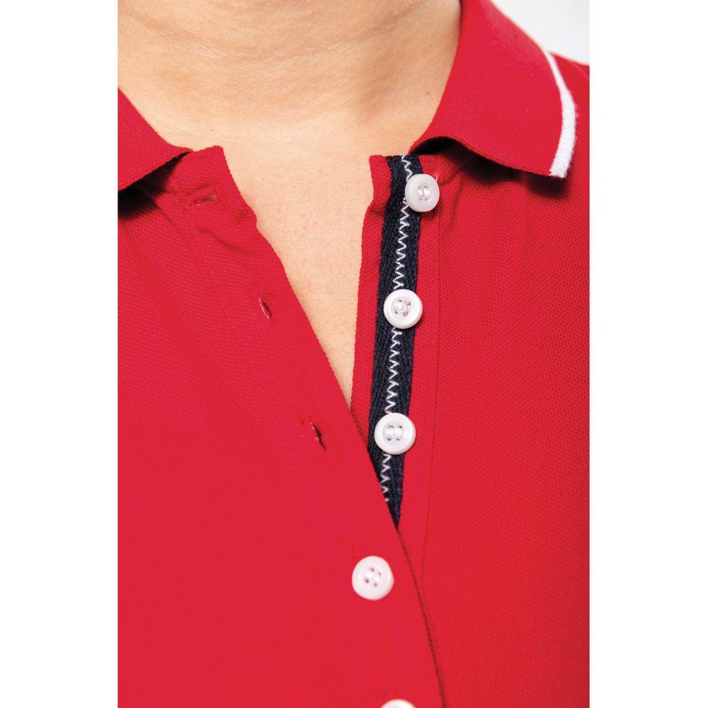 Polo maille piqué femme Kariban 100% coton Rouge / Blanc M - Image 8