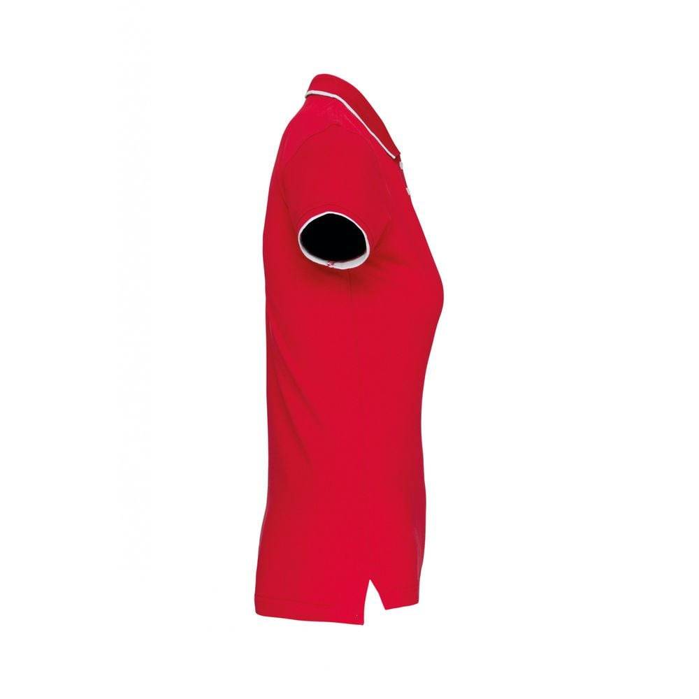 Polo maille piqué femme Kariban 100% coton Rouge / Blanc M - Image 3