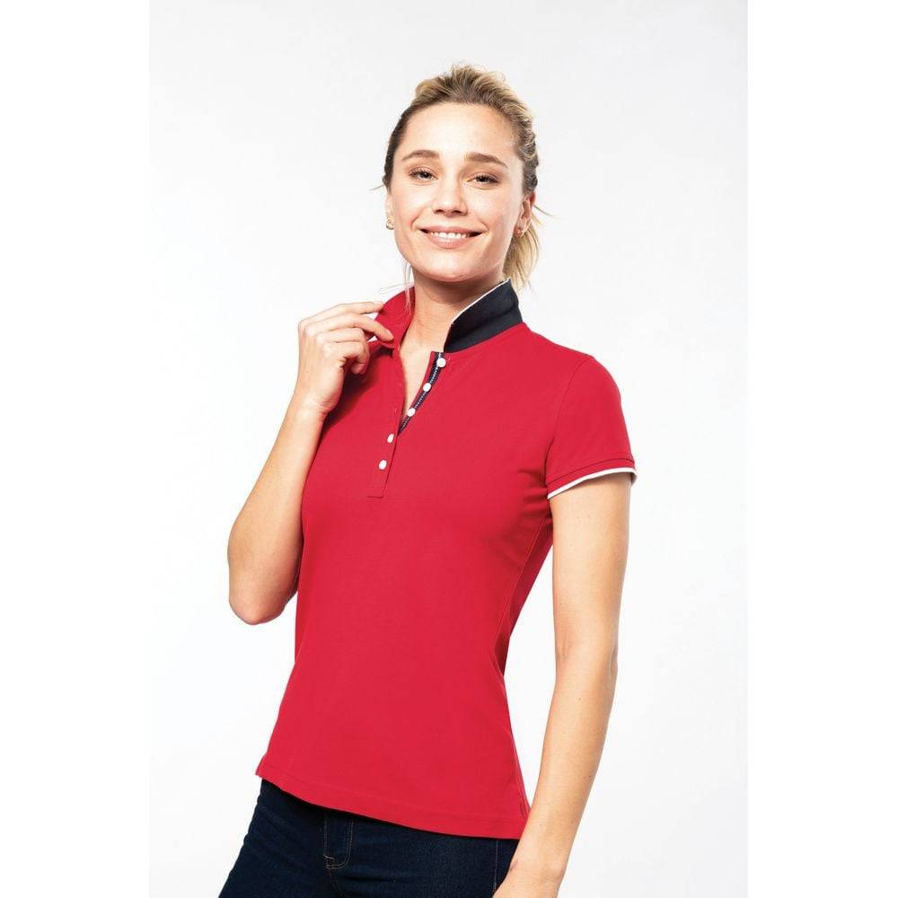 Polo maille piqué femme Kariban 100% coton Rouge / Blanc M - Image 4