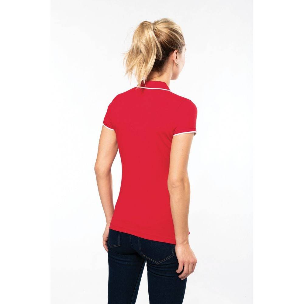 Polo maille piqué femme Kariban 100% coton Rouge / Blanc M - Image 5