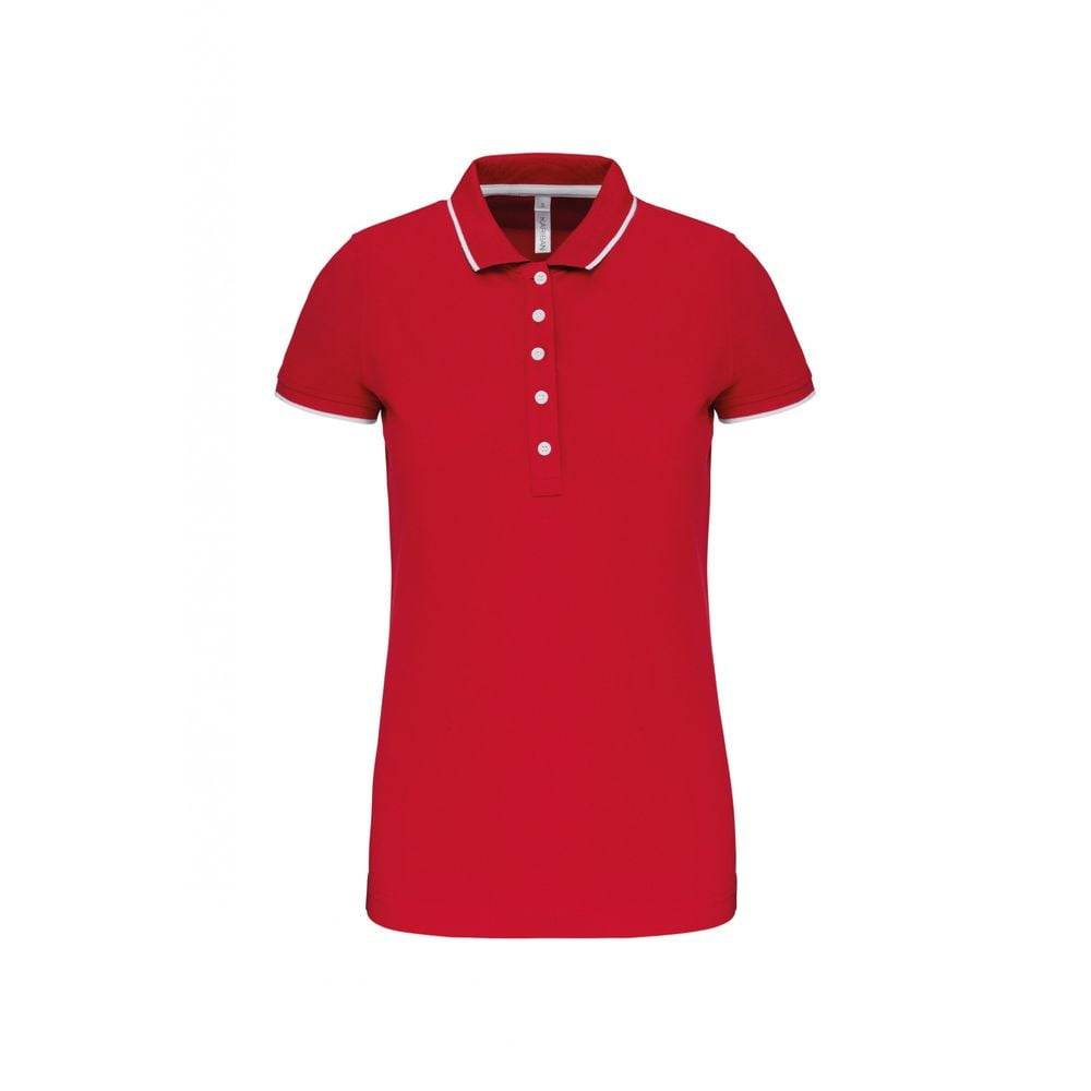 Polo maille piqué femme Kariban 100% coton Rouge / Blanc M - Image 1