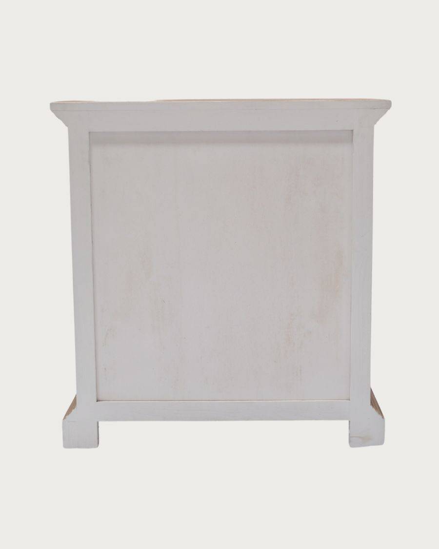 Inda - Petit buffet en Mindy massif blanc et naturel 80 cm - UNIQKA - Imagen 7