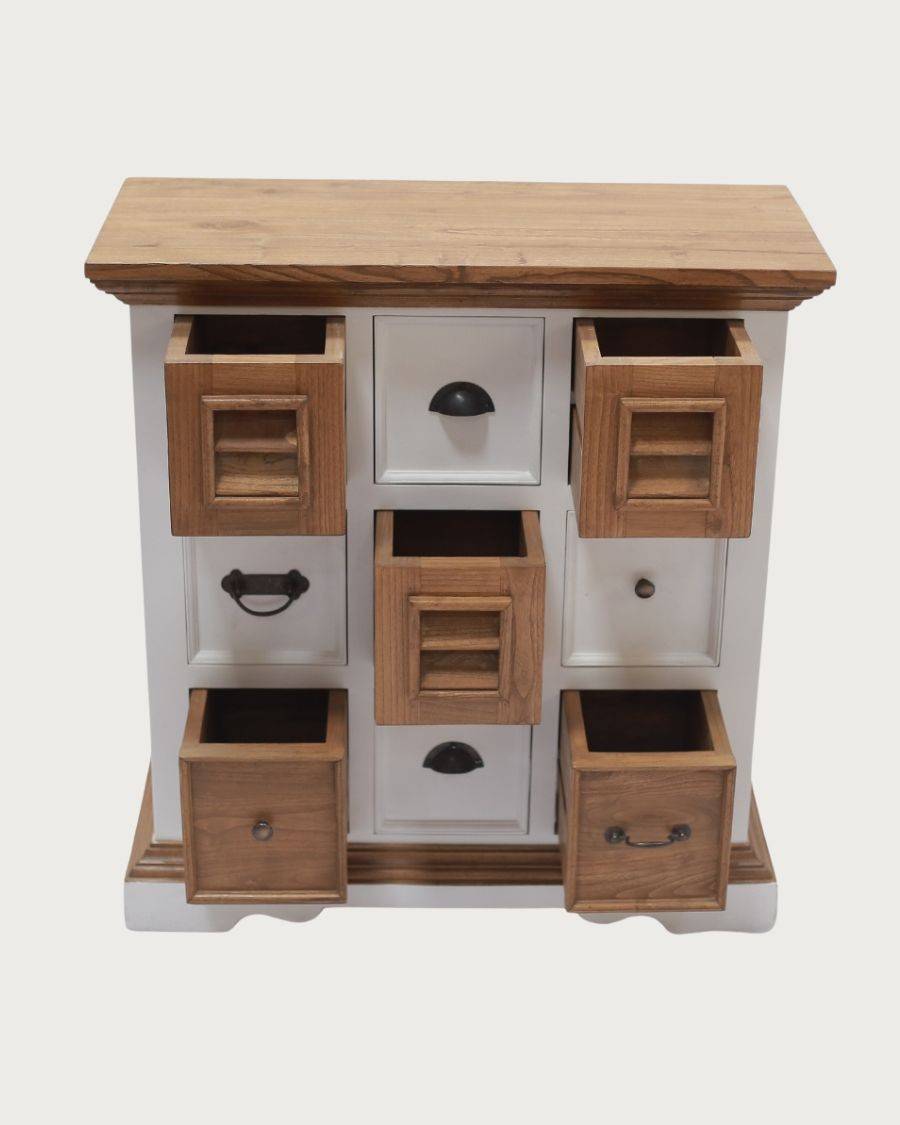 Inda - Petit buffet en Mindy massif blanc et naturel 80 cm - UNIQKA - Imagen 3