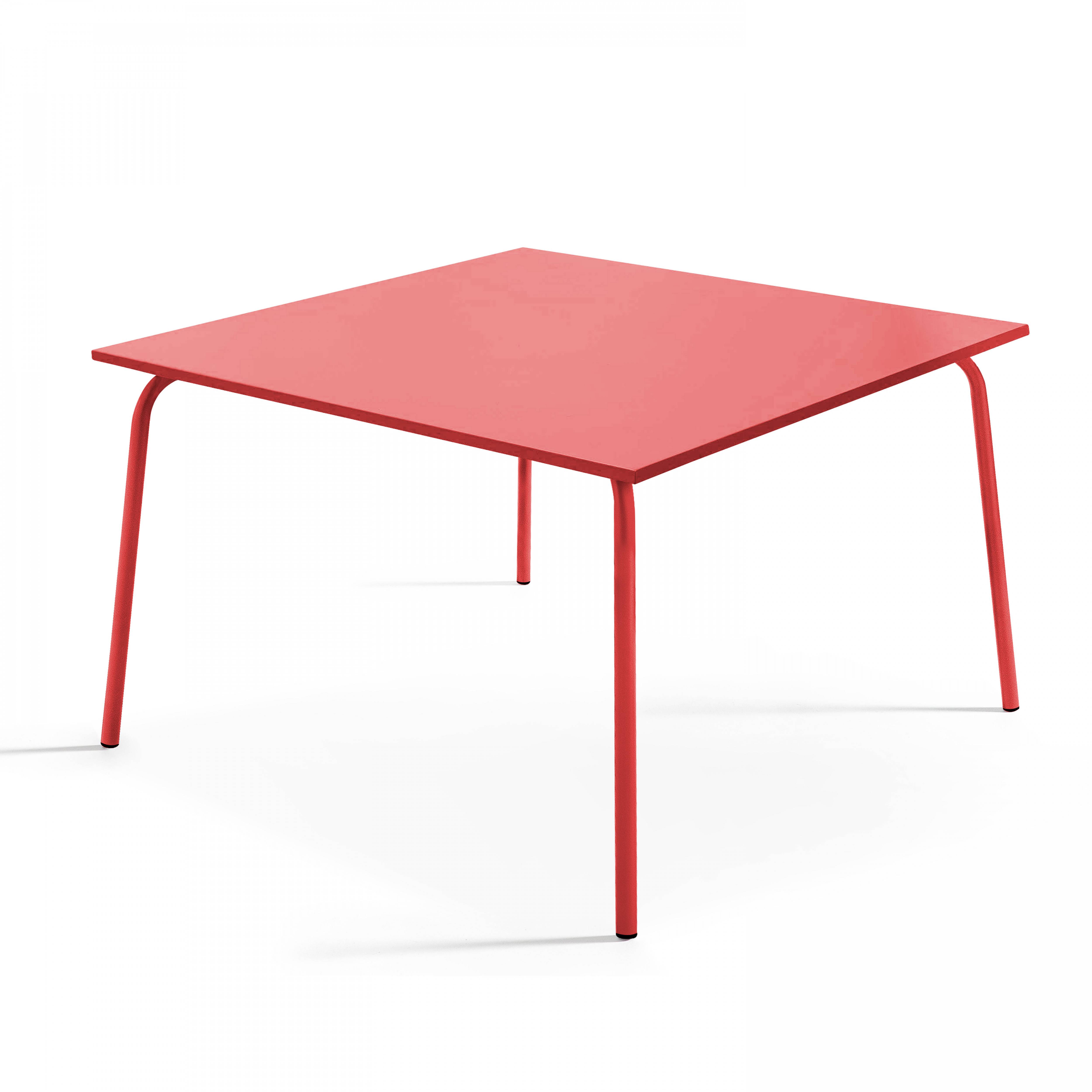 Oviala - Ensemble table de jardin carrée et 8 fauteuils en métal rouge Palavas - Oviala - Imagen 5