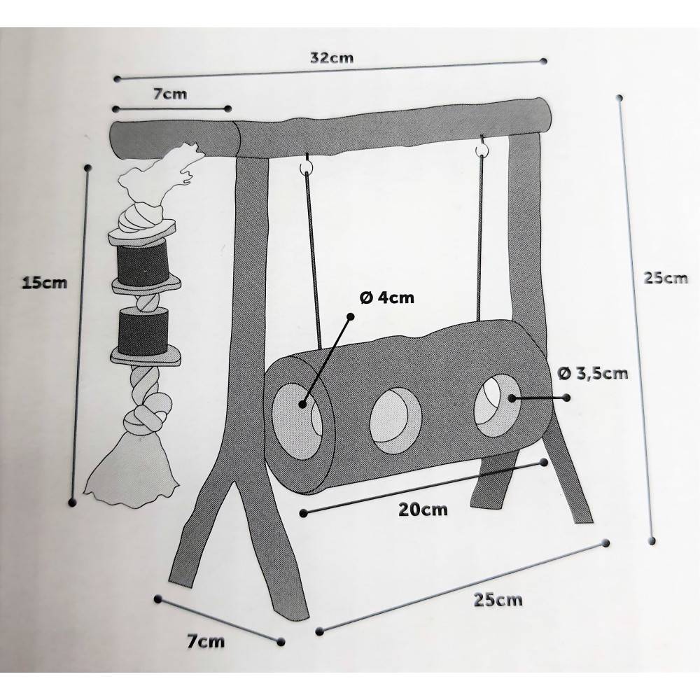 Balançoire en bois pour hamster et souris petit rongeur. - Image 2