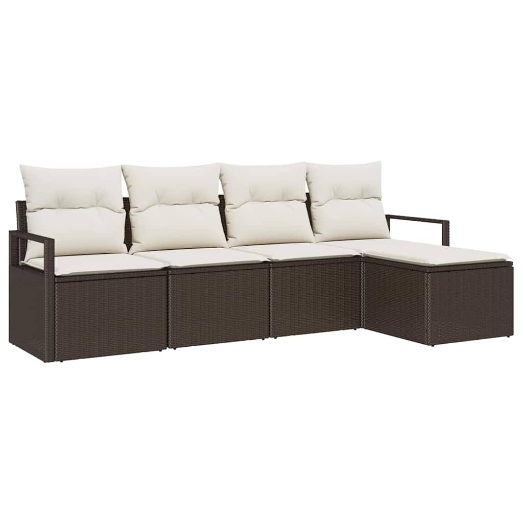 Salon de jardin 4 places en polyrotin modulable avec coussins confort Marron – ComfortXL Outdoor Living - Image 2