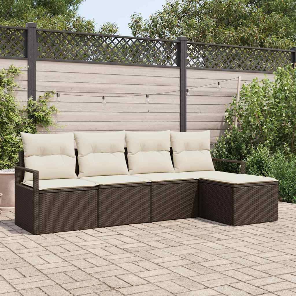 Salon de jardin 4 places en polyrotin modulable avec coussins confort Marron – ComfortXL Outdoor Living - Image 1