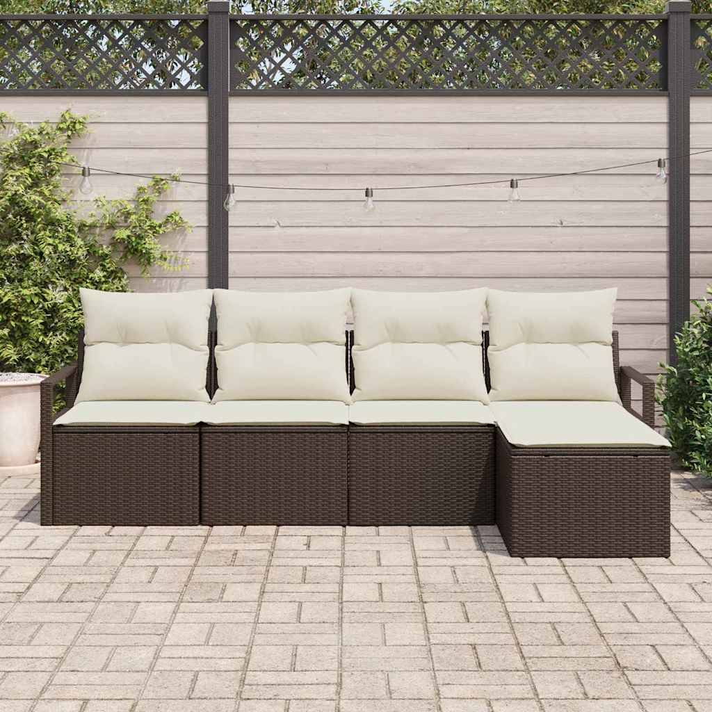 Salon de jardin 4 places en polyrotin modulable avec coussins confort Marron – ComfortXL Outdoor Living - Image 3