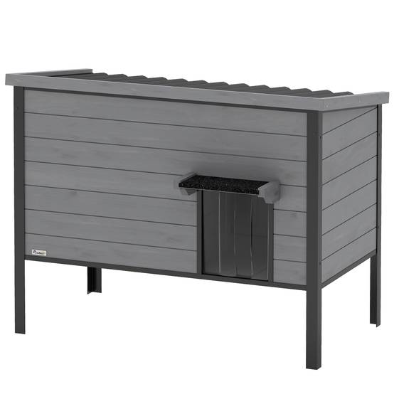 Sans Marque - Niche pour chat résistante aux intempéries, toit à charnières, plancher amovible, 1 à 2 chats jusqu'à 12 kg, 85x55x70 cm, gris clair - Image 2