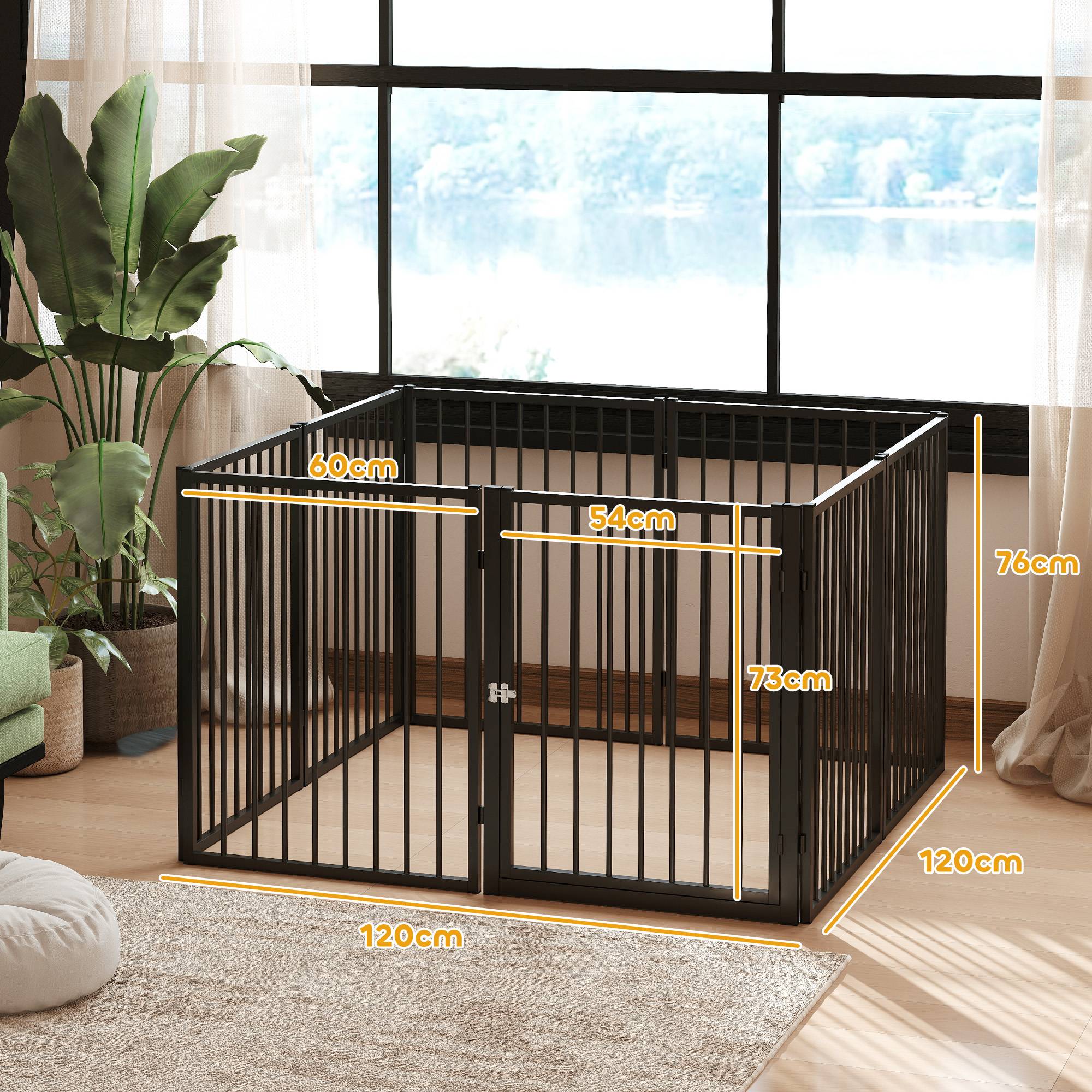 Parc pour chien à 8 panneaux, 60 x 76 cm, pour chiens de petite et moyenne taille, utilisation intérieure et extérieure, noir. - Image 5