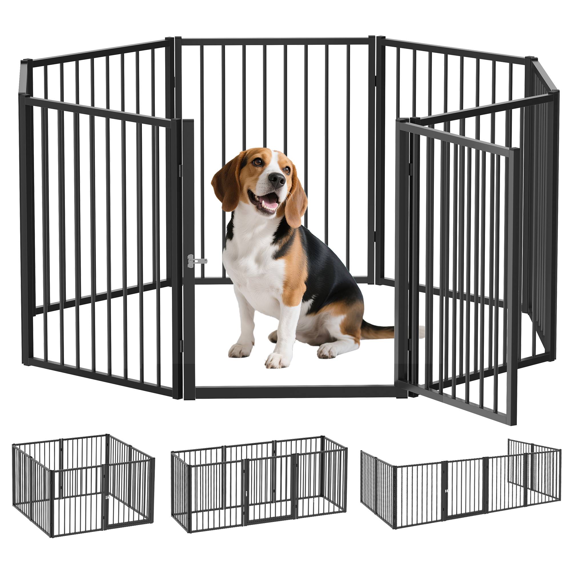 Parc pour chien à 8 panneaux, 60 x 76 cm, pour chiens de petite et moyenne taille, utilisation intérieure et extérieure, noir. - Image 1