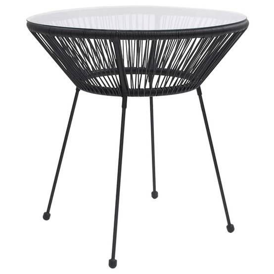 Table à manger de jardin Noir Ø70 x 74 cm Rotin et verre - PANGIVO - Image 1