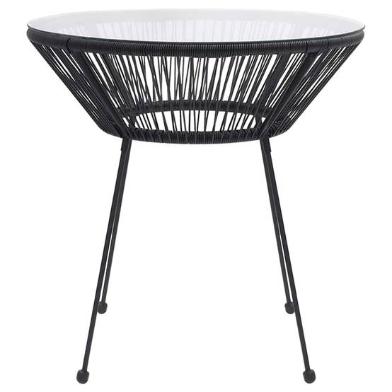 Table à manger de jardin Noir Ø70 x 74 cm Rotin et verre - PANGIVO - Image 2
