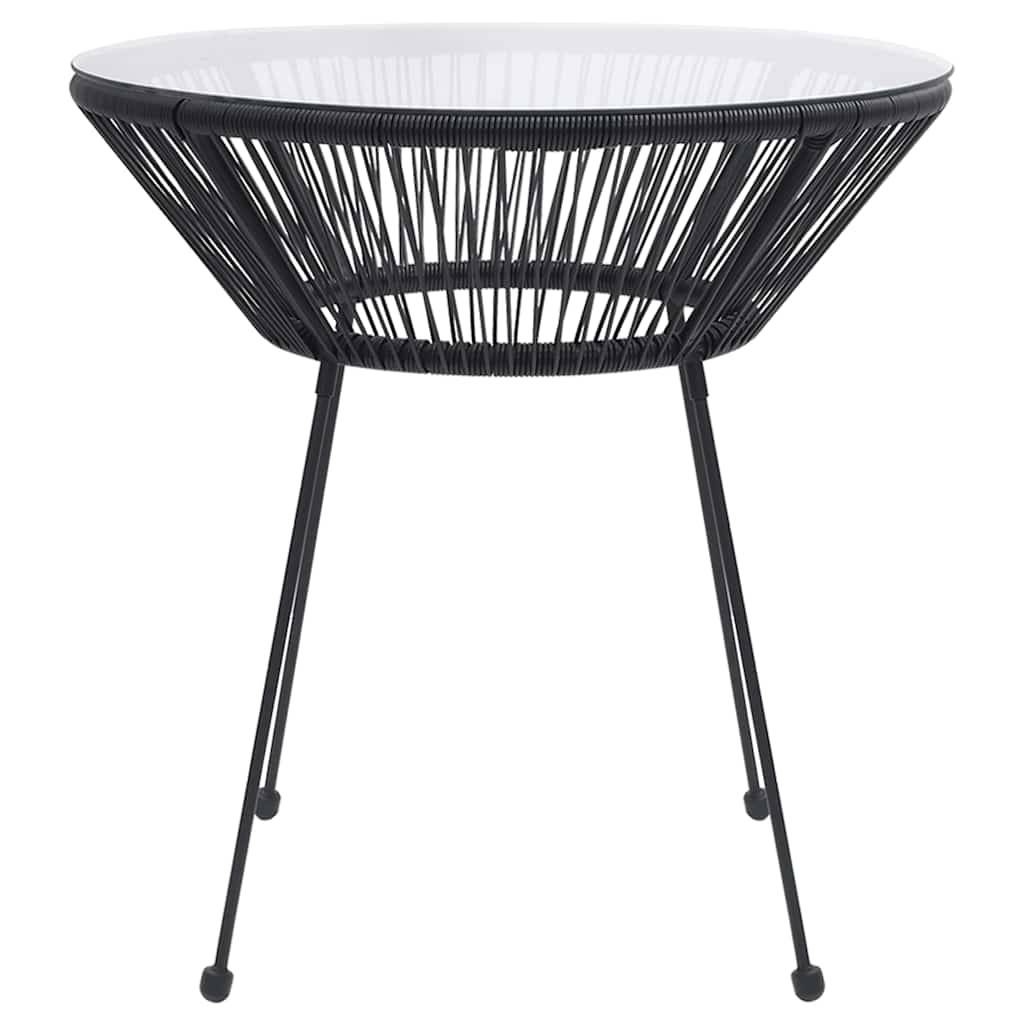 Table à manger de jardin Noir Ø70 x 74 cm Rotin et verre - PANGIVO - Image 2