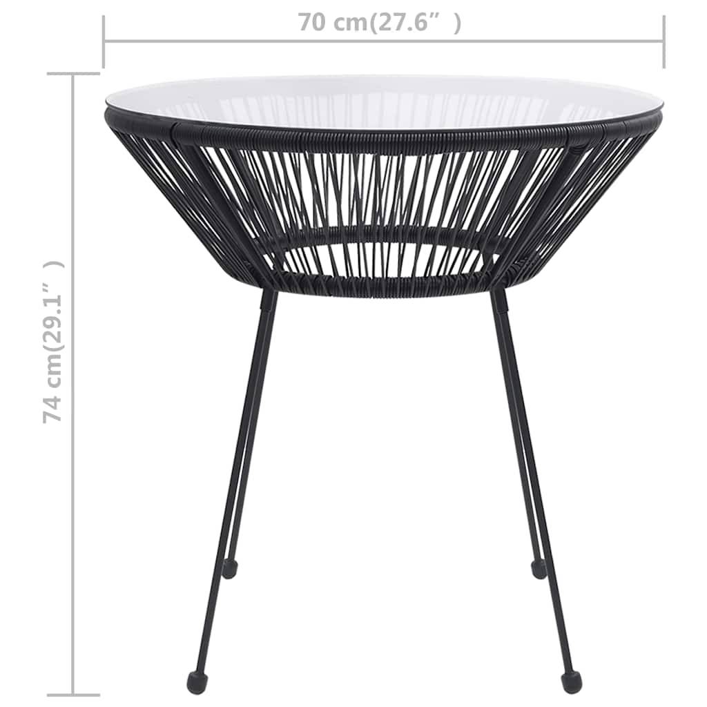 Table à manger de jardin Noir Ø70 x 74 cm Rotin et verre - PANGIVO - Image 4