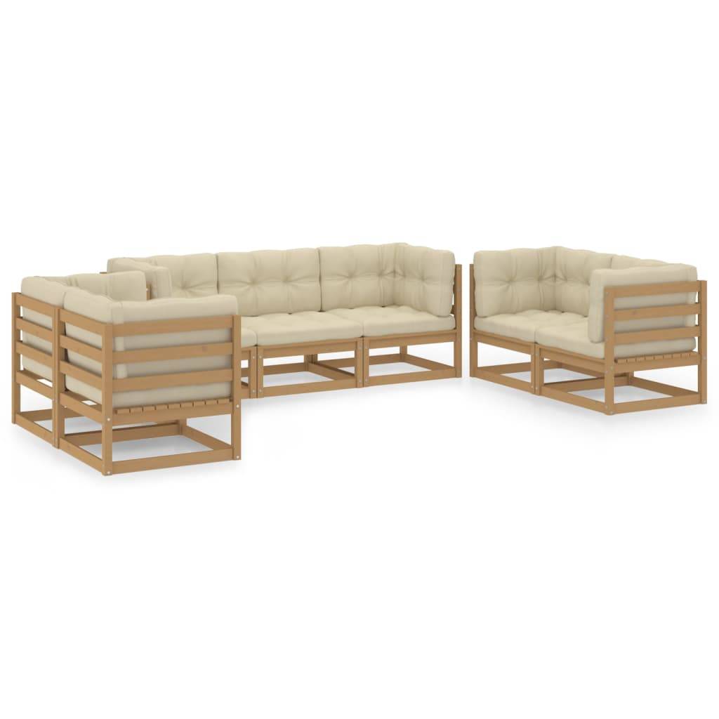 Helloshop26 - Salon de jardin meuble d'extérieur ensemble de mobilier 7 pièces avec coussins bois de pin massif - Imagen 1