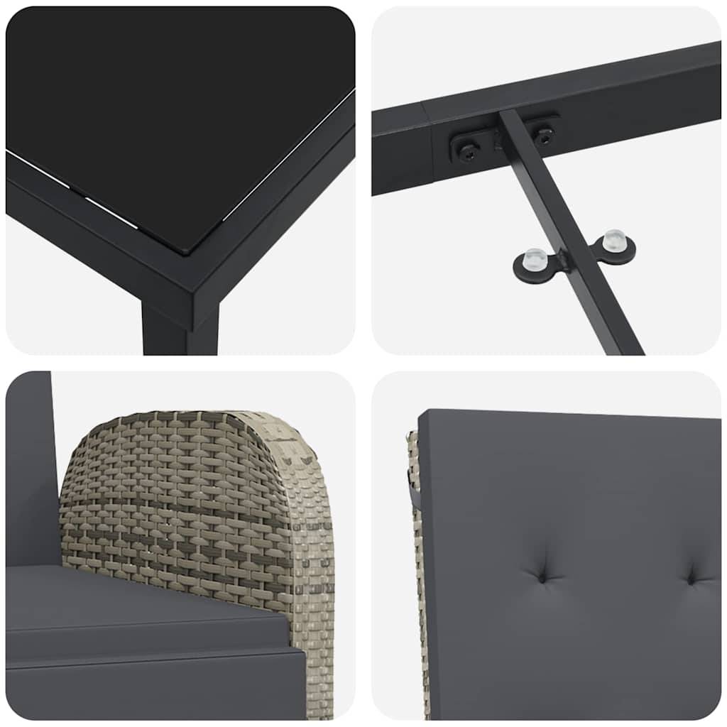 ComfortXL - Salon de Jardin 4 Places Gris en Résine Tressée avec Chaises à Dossier Inclinable – ComfortXL Outdoor Living - Image 9