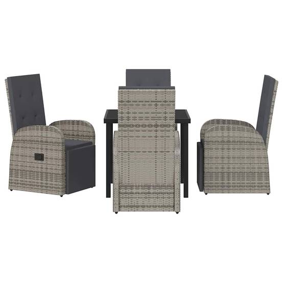 ComfortXL - Salon de Jardin 4 Places Gris en Résine Tressée avec Chaises à Dossier Inclinable – ComfortXL Outdoor Living - Image 7