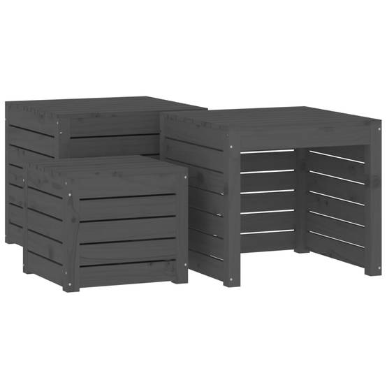 Ensemble de coffres de jardin bois de pin gris 50.5 x 50.5 x 46.5 cm - PANGIVO - Image 2