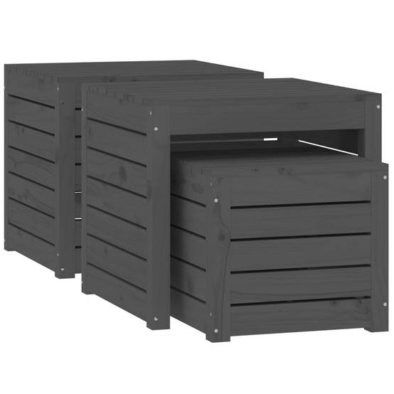Ensemble de coffres de jardin bois de pin gris 50.5 x 50.5 x 46.5 cm - PANGIVO - Image 5