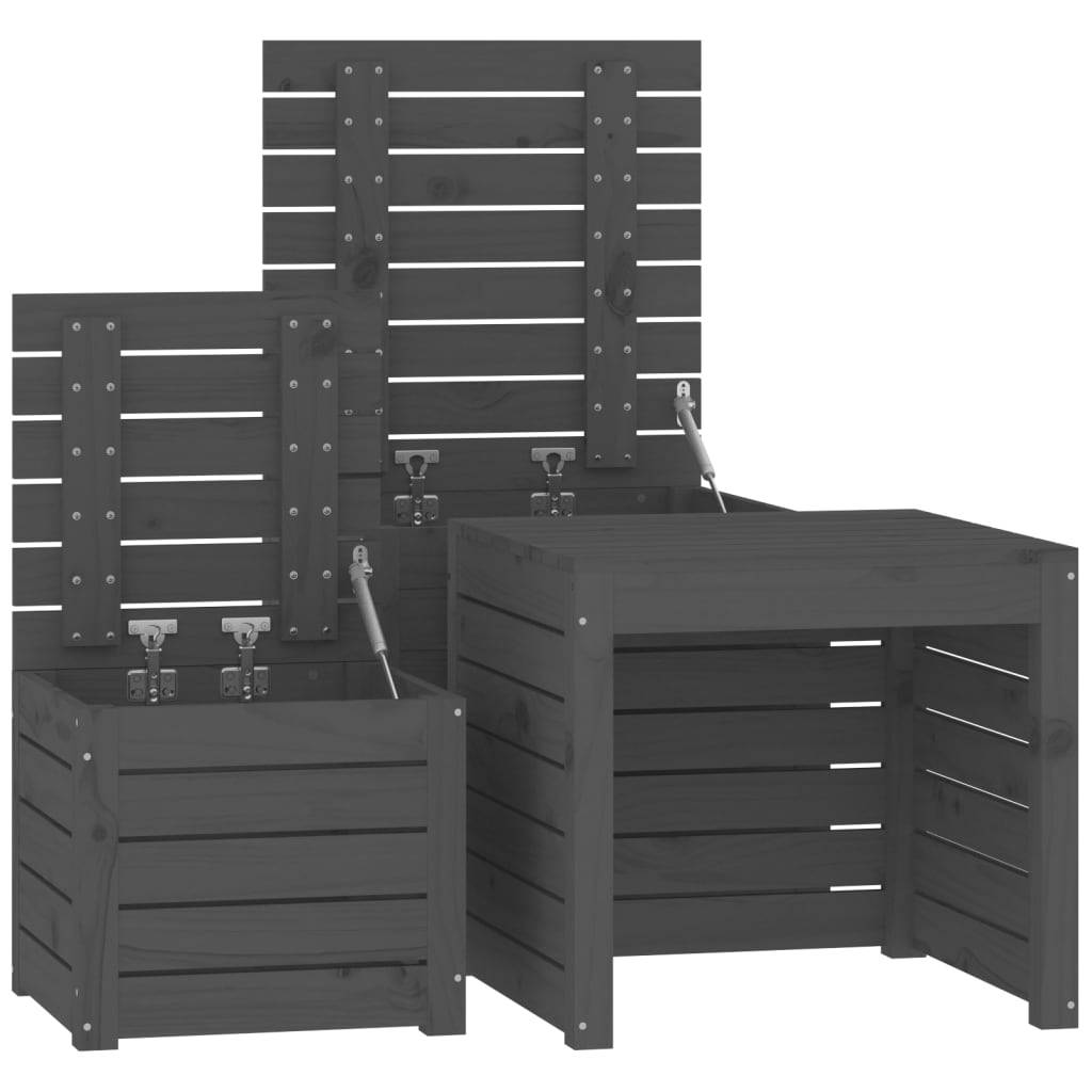Ensemble de coffres de jardin bois de pin gris 50.5 x 50.5 x 46.5 cm - PANGIVO - Image 8