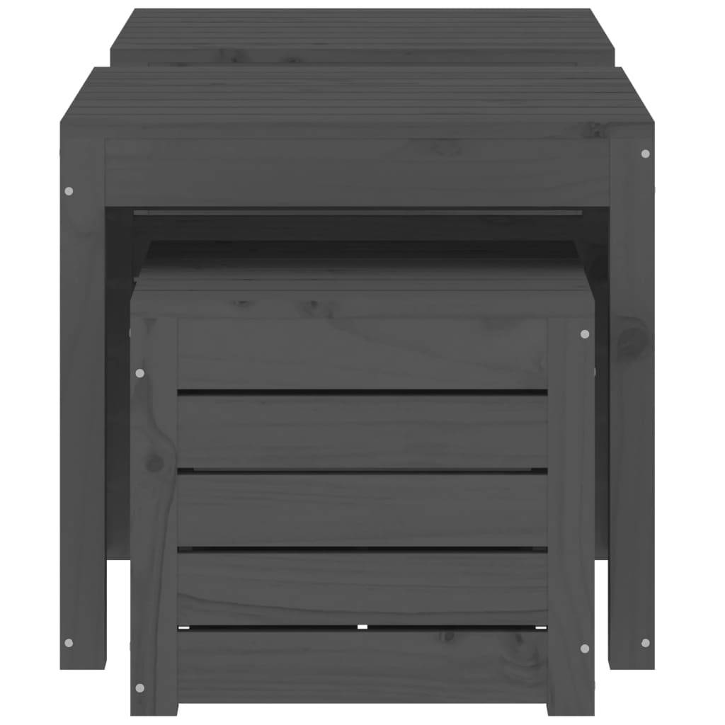 Ensemble de coffres de jardin bois de pin gris 50.5 x 50.5 x 46.5 cm - PANGIVO - Image 6