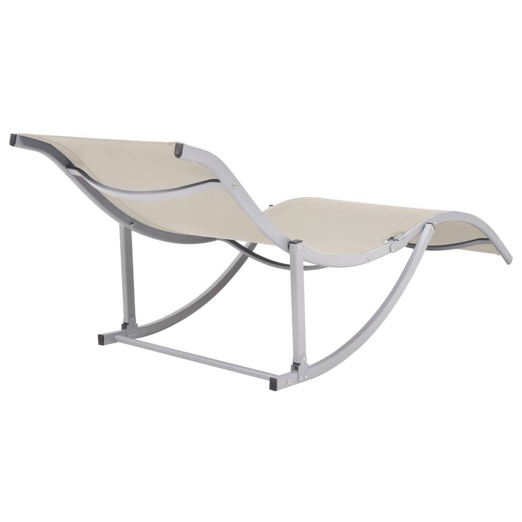 Helloshop26 - Lot de deux chaises longues pliables textilène crème - Imagen 4