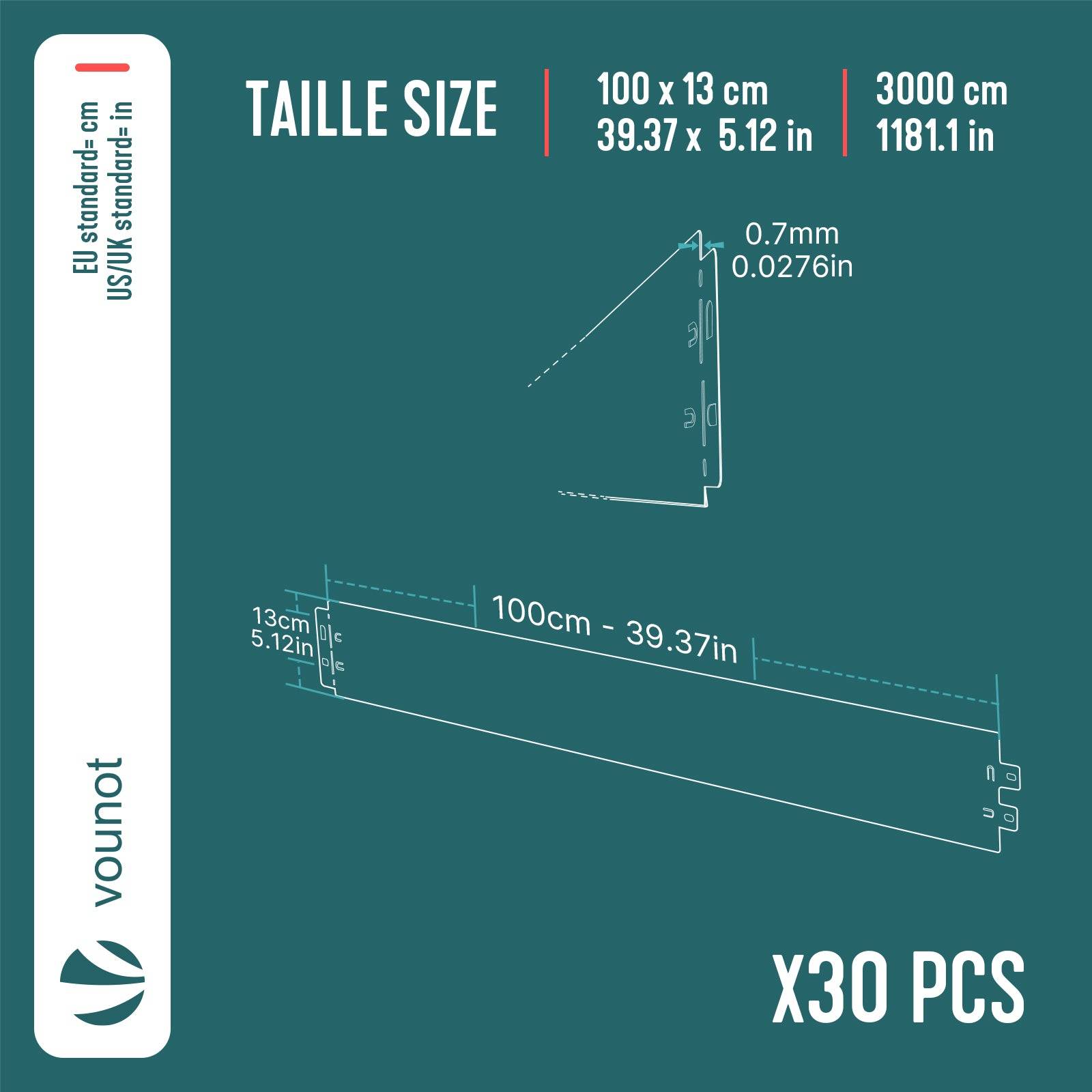 Vounot - Lot de 30 Bordure de jardin en métal galvanisé flexible 100x13cm - clôture gazon antirouille 30m - VOUNOT® - Image 3