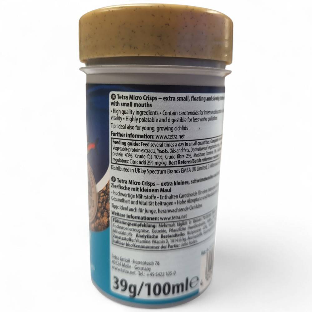 Tetra - Micro crips aliment complet pour petit poisson tropicaux 39g/100ml - Image 3