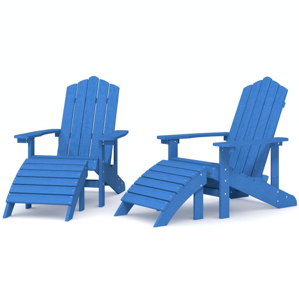 Chaises Adirondack PEHD bleu avec repose-pieds 73 x 83 x 92 cm - PANGIVO - Image 2