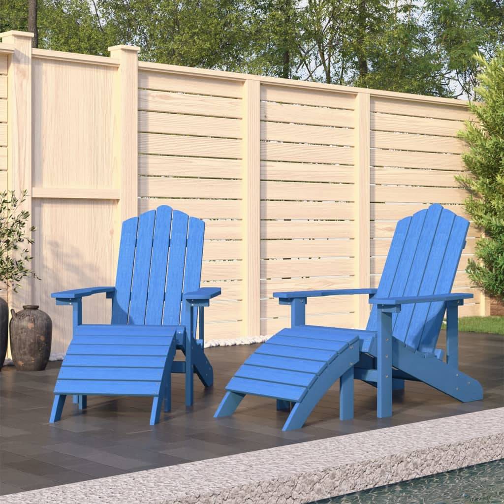 Chaises Adirondack PEHD bleu avec repose-pieds 73 x 83 x 92 cm - PANGIVO - Image 1