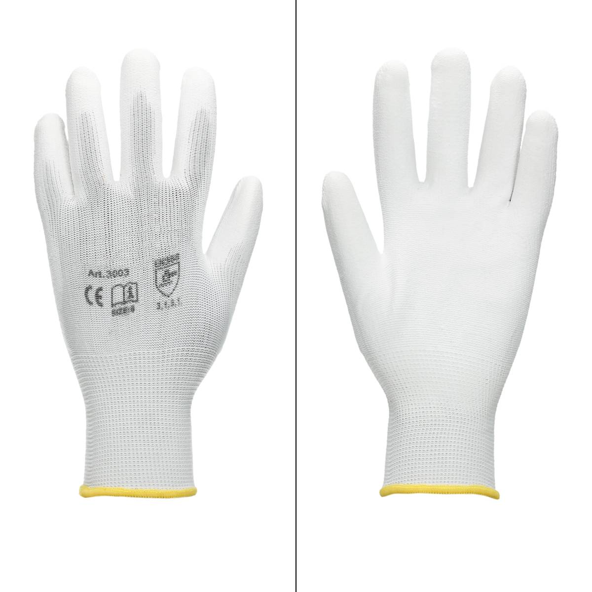 Ecd-Germany - ECD Germany 36 paires de gants de travail avec revêtement PU, taille 8-M, blanc, respirant, antidérapant - Imagen 2